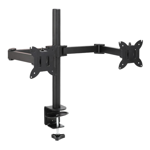Amazon Basics Adjustable Dual Computer Monitor Arm Mount Holds up to 32" Monitors Black